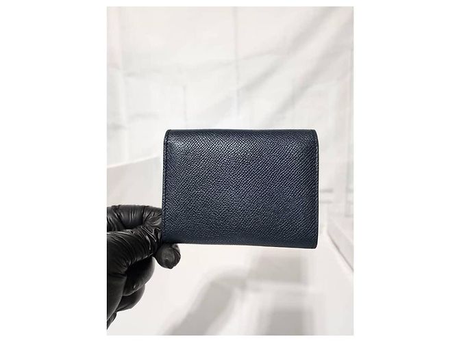 Céline CELINE Cartera multifuncional pequeña de piel de ternera granulada azul marino - vista 12