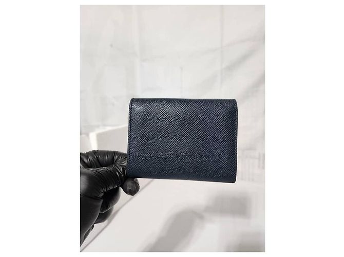Céline CELINE Cartera multifuncional pequeña de piel de ternera granulada azul marino - vista 4