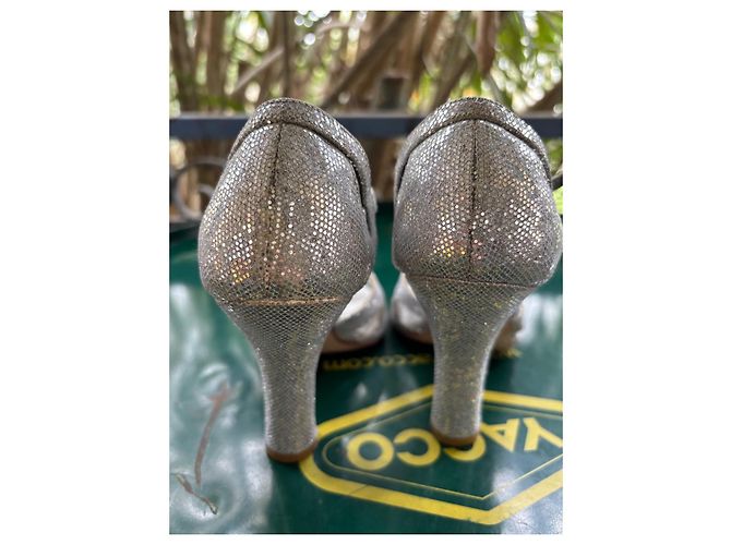 Sandali Miu Miu in pelle e paillettes argentate Argento - vista 6