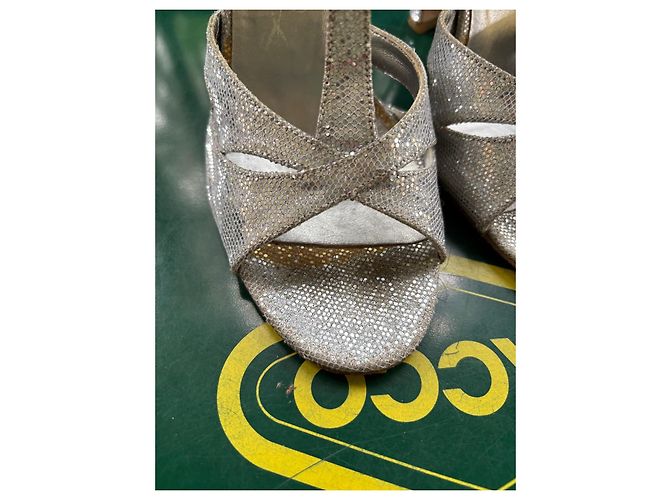 Sandali Miu Miu in pelle e paillettes argentate Argento - vista 7