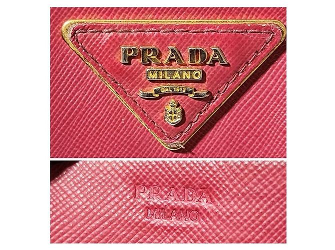 PRADA Carteira com zíper em couro Saffiano Rosa - vista 10
