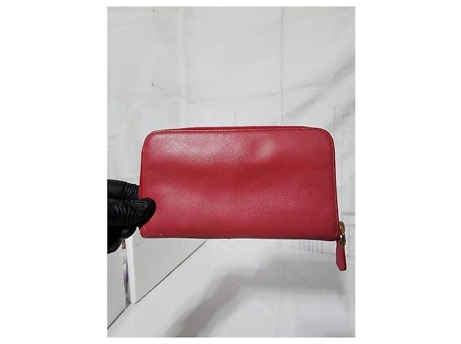 PRADA Carteira com zíper em couro Saffiano Rosa - vista 3