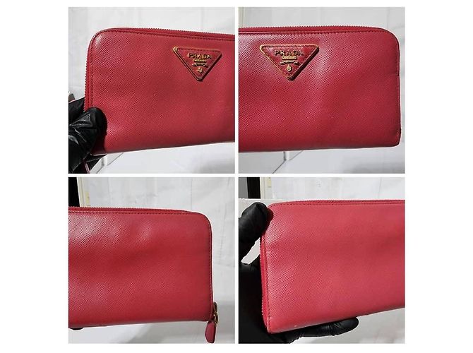 PRADA Carteira com zíper em couro Saffiano Rosa - vista 6