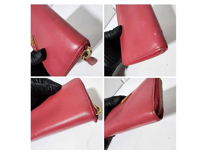 PRADA Carteira com zíper em couro Saffiano Rosa - vista 7