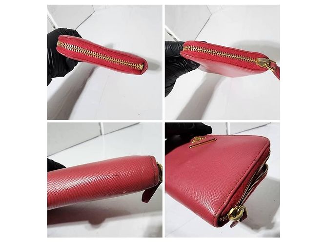 PRADA Carteira com zíper em couro Saffiano Rosa - vista 8