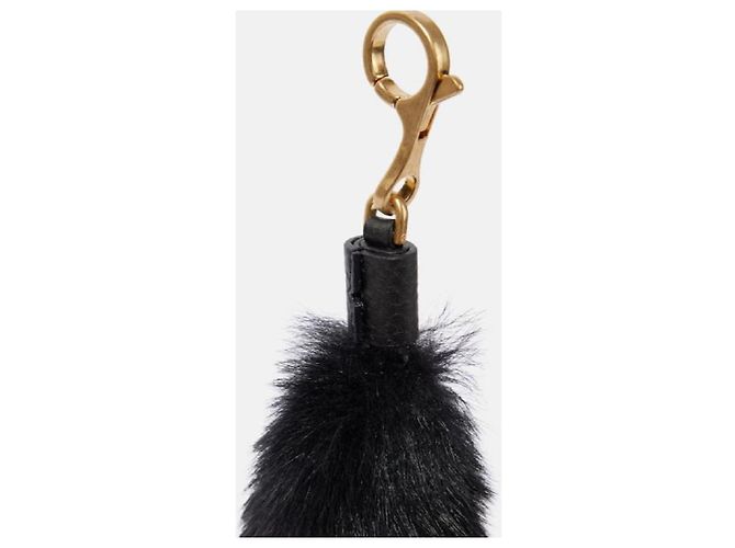 Charm per borsa Burberry in shearling nero e oro Gold hardware - vista 4