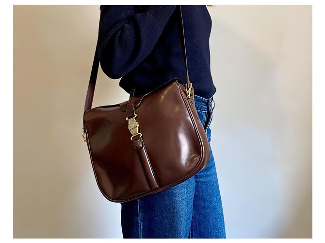 Borsa a mano Céline Triomphe in pelle marrone - vista 3