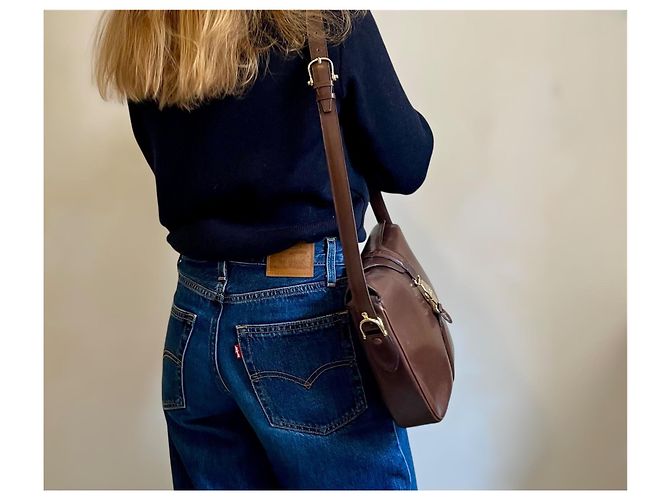 Borsa a mano Céline Triomphe in pelle marrone - vista 4