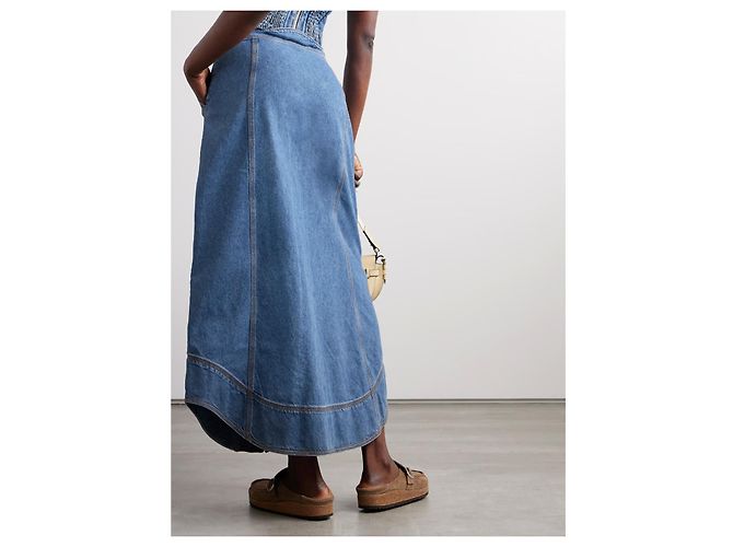 Falda midi de denim azul Farm Rio - vista 4