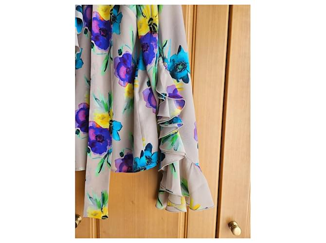Top Msgm in seta multicolore con maniche a campana - vista 7