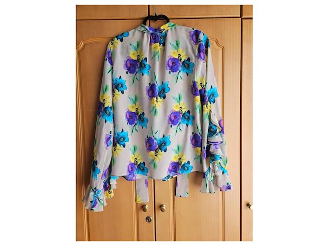 Top Msgm in seta multicolore con maniche a campana - vista 9