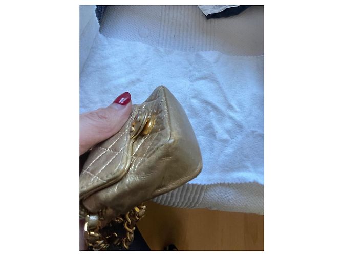 Chanel Mini Tasche Leder Gold Golden - Ansicht 13