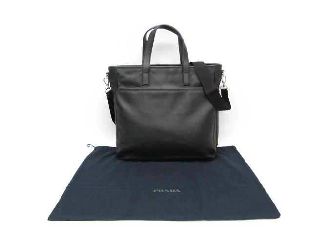 Borsa in pelle da uomo Prada nera Nero - vista 2