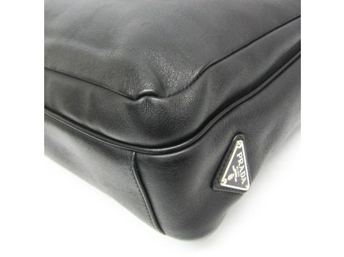 Borsa in pelle da uomo Prada nera Nero - vista 5