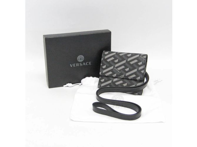 Portafoglio Tri-Fold La Greca di Versace Marrone Nero - vista 2