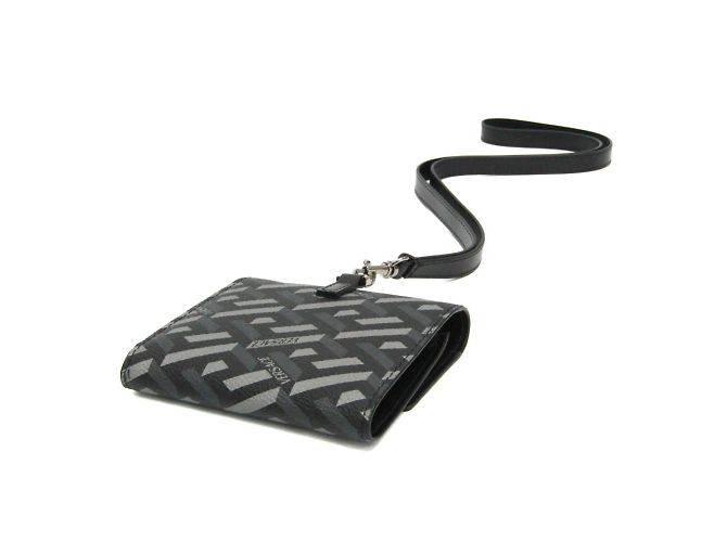 Portafoglio Tri-Fold La Greca di Versace Marrone Nero - vista 3