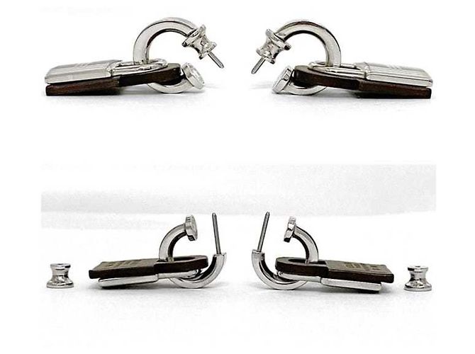 Hermès Pendientes Hermes O'Kelly Castaño Plata - vista 6