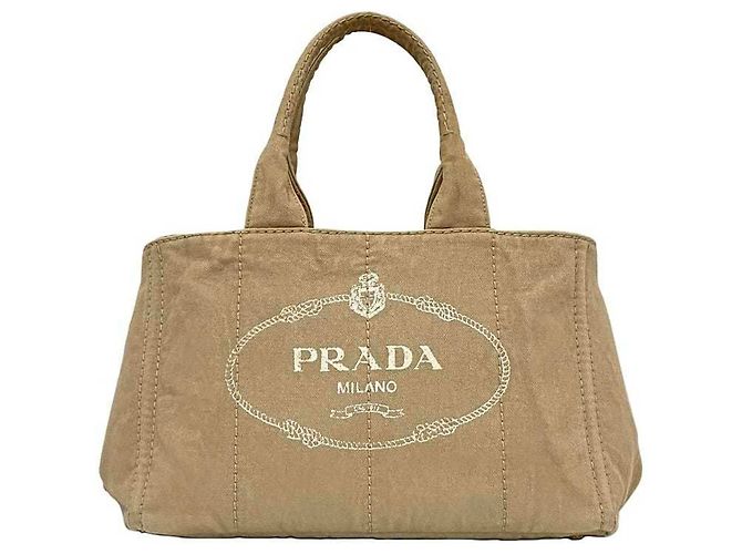 Borsa tote in canapa beige Prada - vista 2