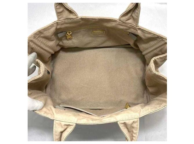 Borsa tote in canapa beige Prada - vista 7