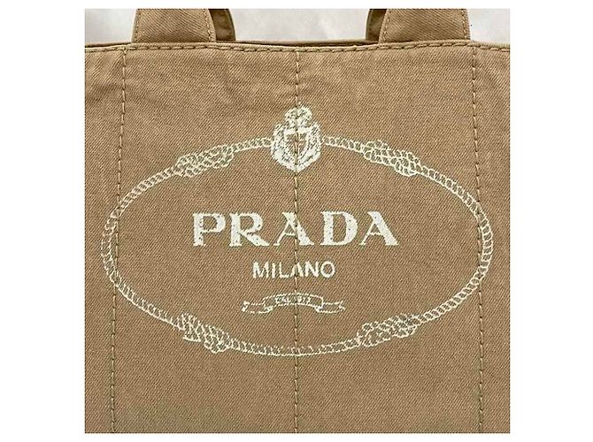 Borsa tote in canapa beige Prada - vista 8