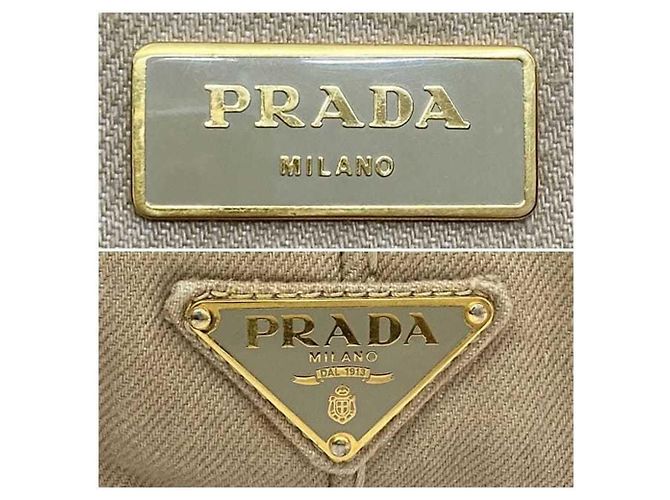 Borsa tote in canapa beige Prada - vista 9