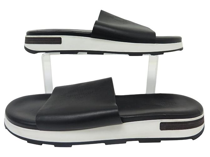 Hermès SAPATOS HERMES SANDÁLIAS REFLEX H181354ZH MULES 46 EM COURO Preto - vista 3