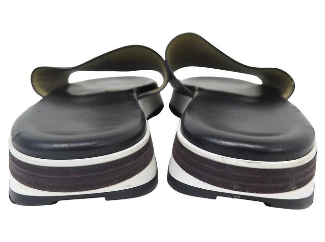 Hermès SAPATOS HERMES SANDÁLIAS REFLEX H181354ZH MULES 46 EM COURO Preto - vista 5