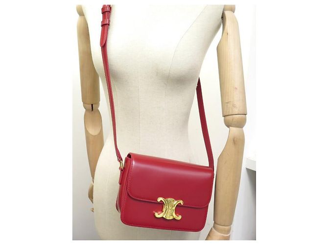 Céline NUOVA BORSA A MANO CELINE TRIOMPHE TEEN 188423 IN PELLE ROSSA Rosso - vista 7