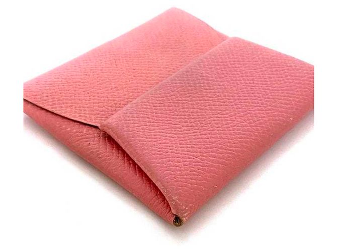 Hermès Monedero Hermes en cuero Togo rosa - vista 5