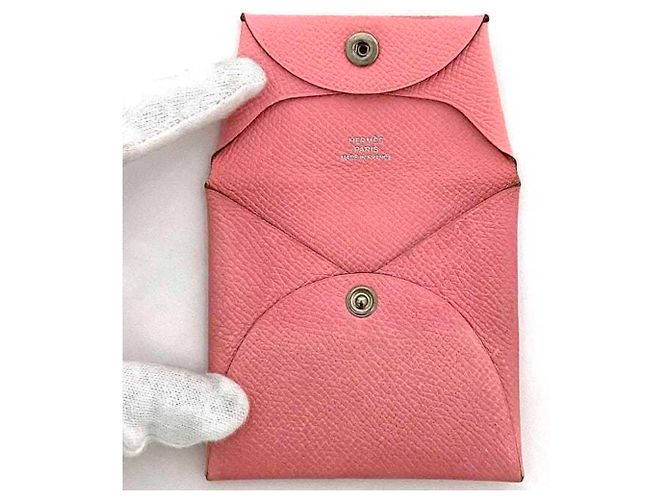 Hermès Monedero Hermes en cuero Togo rosa - vista 7