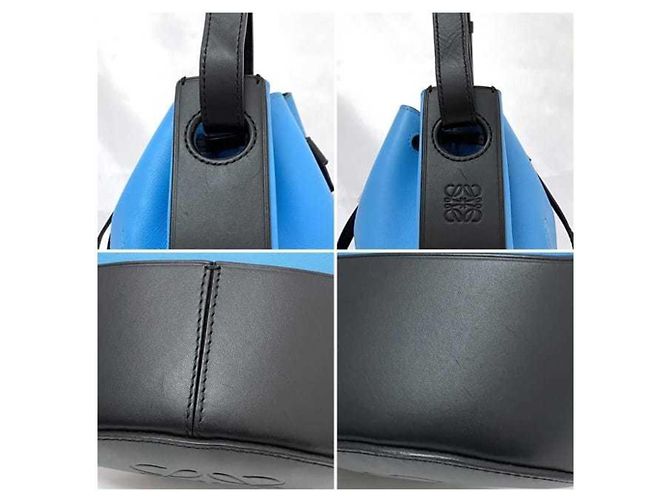 Loewe Bicolor Leder Schultertasche Schwarz Hellblau - Ansicht 10