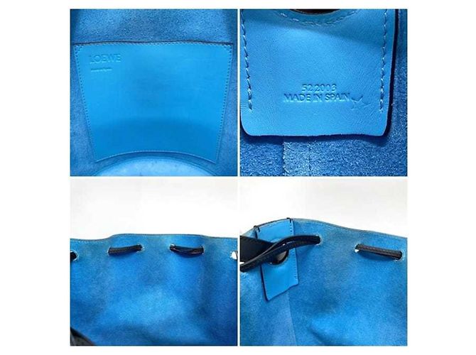 Loewe Bicolor Leder Schultertasche Schwarz Hellblau - Ansicht 11