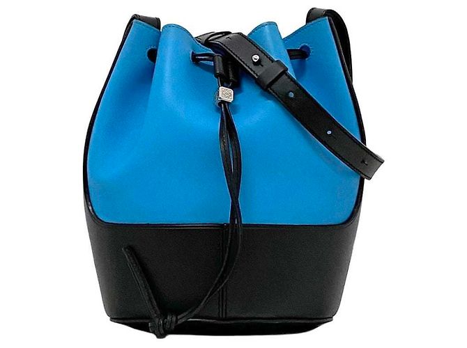 Loewe Bicolor Leder Schultertasche Schwarz Hellblau - Ansicht 2
