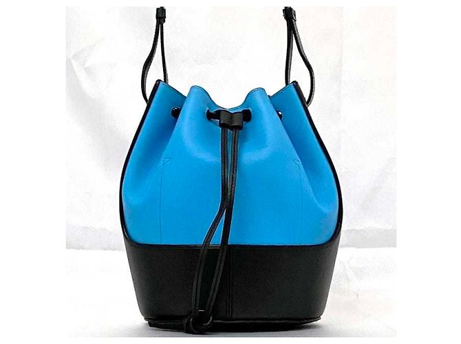 Loewe Bicolor Leder Schultertasche Schwarz Hellblau - Ansicht 4