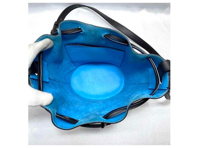 Loewe Bicolor Leder Schultertasche Schwarz Hellblau - Ansicht 6
