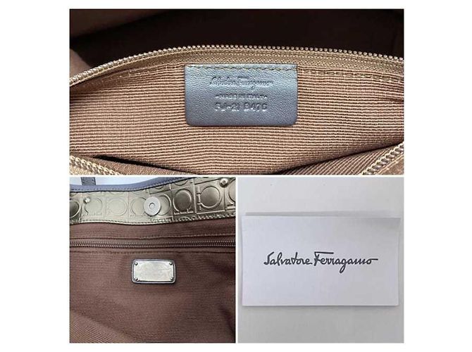 Borsa tote oro e grigia Salvatore Ferragamo Marrone D'oro - vista 11