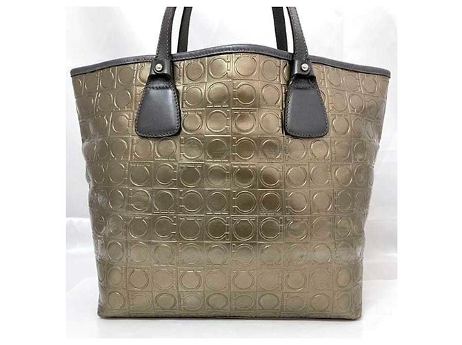 Borsa tote oro e grigia Salvatore Ferragamo Marrone D'oro - vista 6