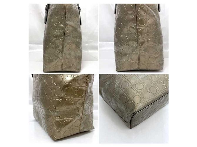 Borsa tote oro e grigia Salvatore Ferragamo Marrone D'oro - vista 8