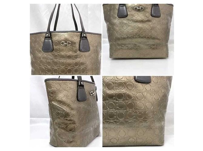 Borsa tote oro e grigia Salvatore Ferragamo Marrone D'oro - vista 9