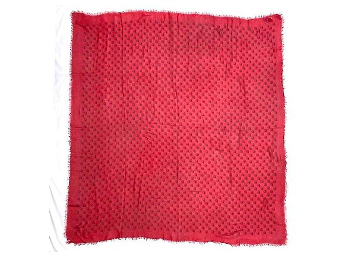 Sciarpa Gucci rossa in seta e cotone con motivo skull GG Rosso - vista 3