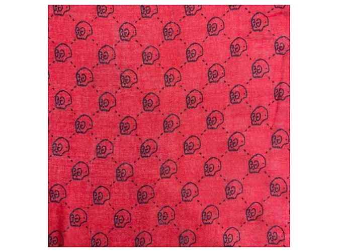 Sciarpa Gucci rossa in seta e cotone con motivo skull GG Rosso - vista 5