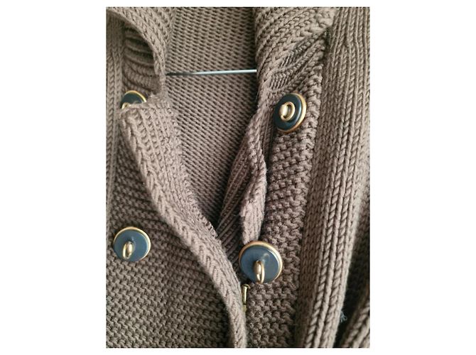 Abrigo Gucci Cardi de Lana Marrón con Cinturón Castaño - vista 3