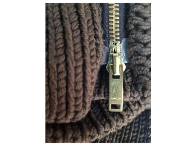 Abrigo Gucci Cardi de Lana Marrón con Cinturón Castaño - vista 9