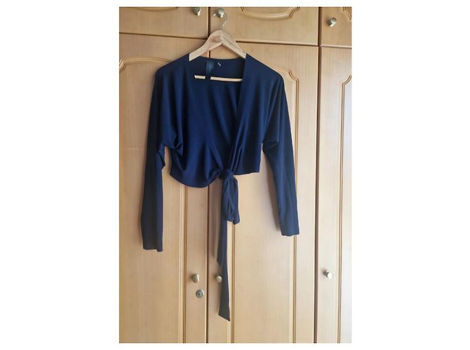 Top envolvente Dolman Norma Kamali azul oscuro - vista 2