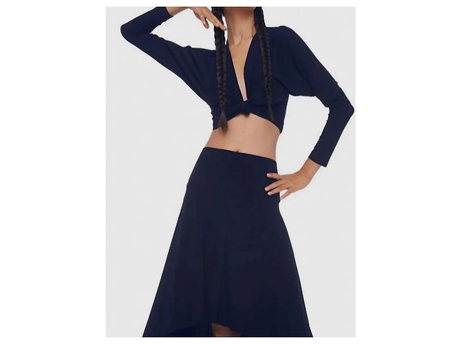 Top envolvente Dolman Norma Kamali azul oscuro - vista 5