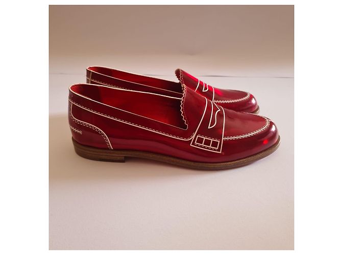 Mocassini Christian Louboutin in vernice rossa Rosso - vista 2