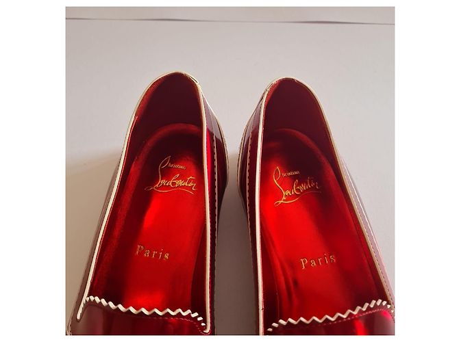 Mocassini Christian Louboutin in vernice rossa Rosso - vista 3