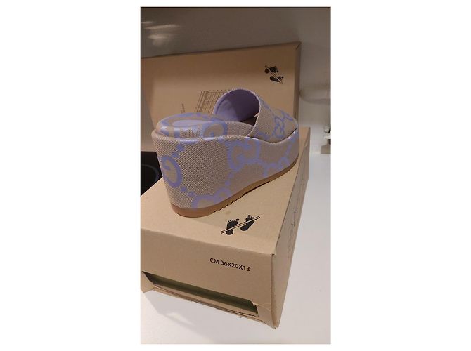 Mules con zeppa Gucci in seta viola lavanda Porpora Carne - vista 4