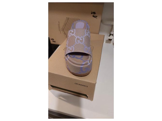 Mules con zeppa Gucci in seta viola lavanda Porpora Carne - vista 7
