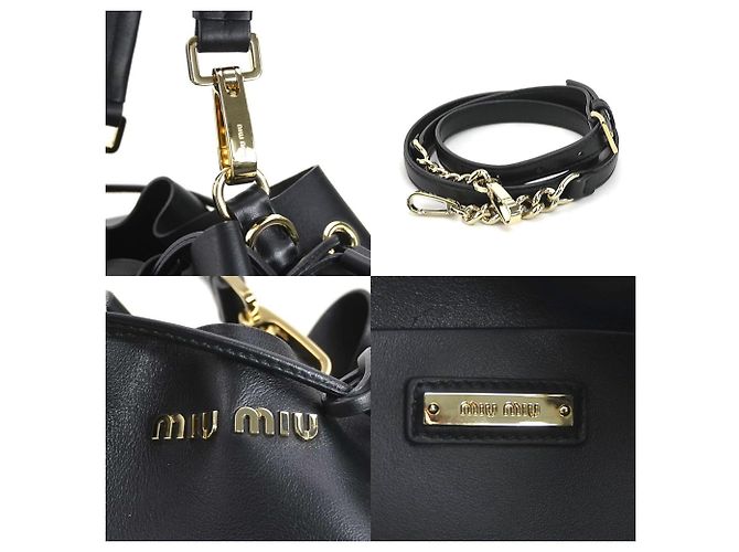 Borsa in pelle nera Miu Miu Nero - vista 5